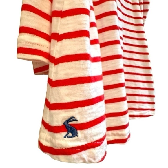 JOULES, RED & WHITE NAUTICAL, V-NECK,SWING TOP. 3/4 SLEEVES & ROUNDED HEM.SIZE 4 - Picture 4 of 6